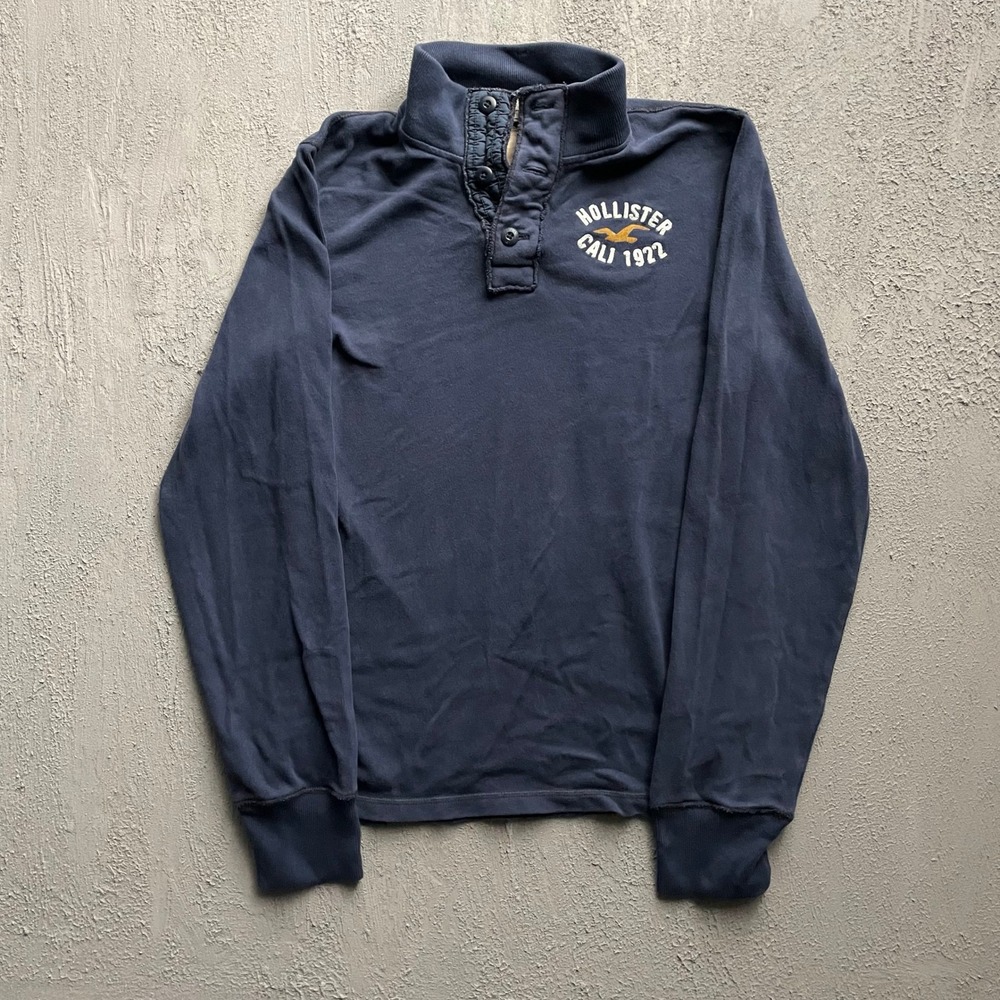 Vintage Long Sleeve Henley Shirt Mens XL Navy Blue 2000s Hollister